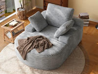 Essential 1-Seater Light Grey Small Space Single Sofa | 1-Piece, Corduroy Fabric, Chaise-Style Comfort, Compact Design