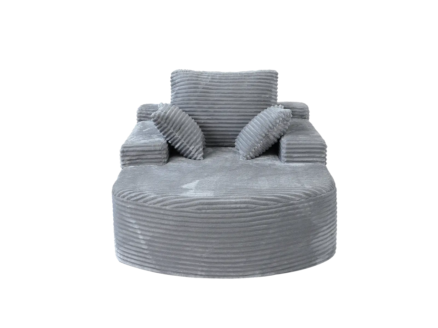 Essential 1-Seater Light Grey Small Space Single Sofa | 1-Piece, Corduroy Fabric, Chaise-Style Comfort, Compact Design