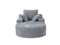 Essential 1-Seater Light Grey Small Space Single Sofa | 1-Piece, Corduroy Fabric, Chaise-Style Comfort, Compact Design