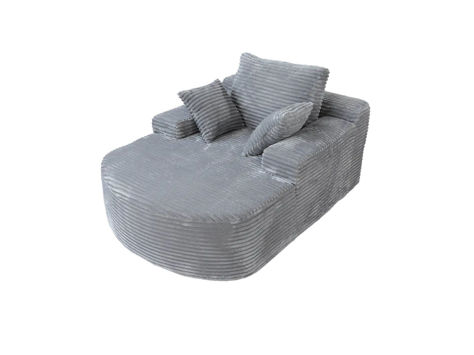 Essential 1-Seater Light Grey Small Space Single Sofa | 1-Piece, Corduroy Fabric, Chaise-Style Comfort, Compact Design