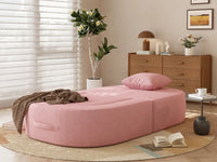 Essential 1-Seater Pink Small Space Single Sofa | Teddy Velvet Fabric, Includes Ottoman, Convertible Sleeper Design