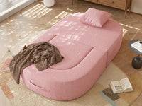 Essential 1-Seater Pink Small Space Single Sofa | Teddy Velvet Fabric, Includes Ottoman, Convertible Sleeper Design