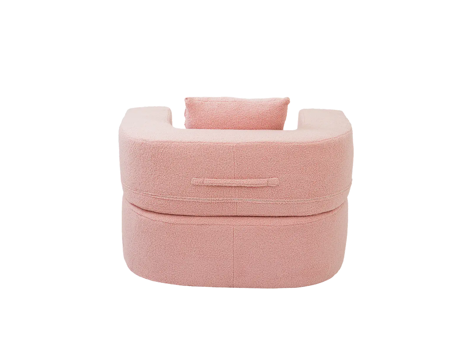 Essential 1-Seater Pink Small Space Single Sofa | Teddy Velvet Fabric, Includes Ottoman, Convertible Sleeper Design
