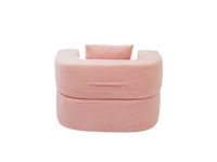 Essential 1-Seater Pink Small Space Single Sofa | Teddy Velvet Fabric, Includes Ottoman, Convertible Sleeper Design
