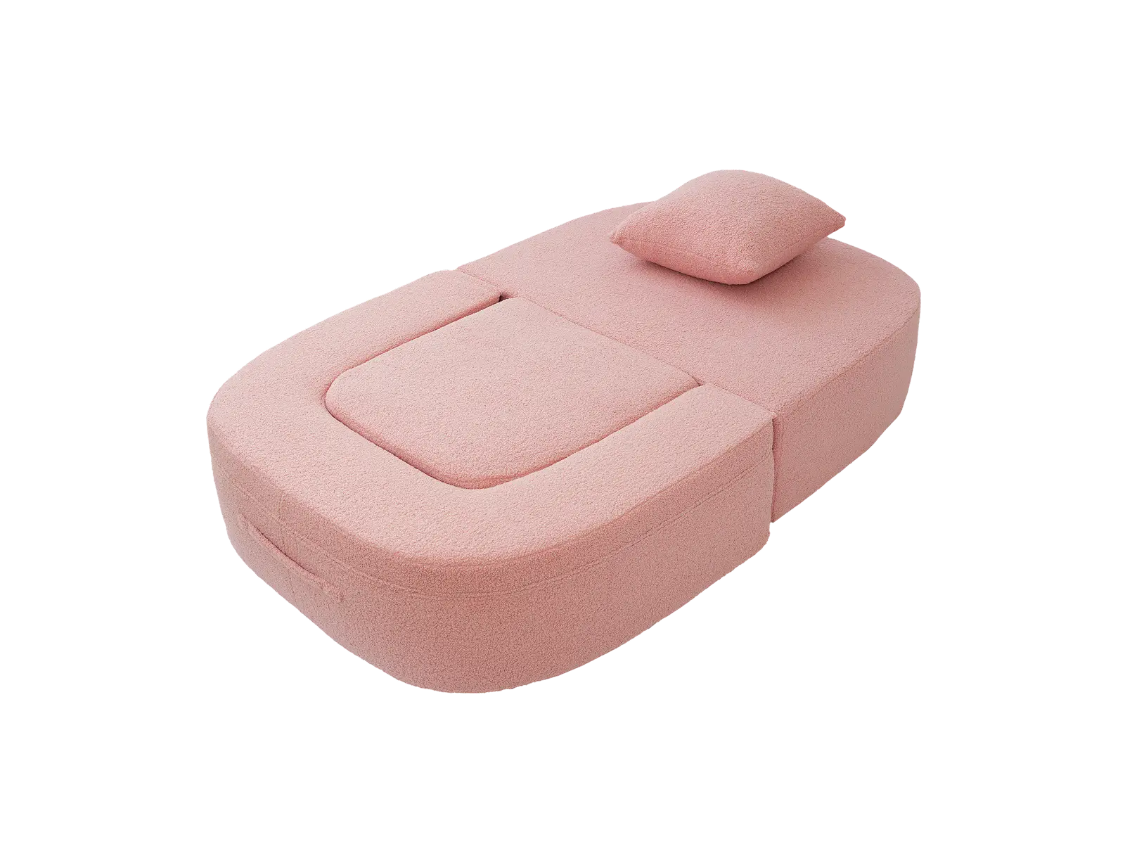 Essential 1-Seater Pink Small Space Single Sofa | Teddy Velvet Fabric, Includes Ottoman, Convertible Sleeper Design