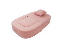 Essential 1-Seater Pink Small Space Single Sofa | Teddy Velvet Fabric, Includes Ottoman, Convertible Sleeper Design