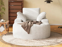 Essential 1-Seater White Small Space Single Sofa | 1-Piece, Corduroy Fabric, Chaise-Style Comfort, Compact Design