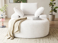 Essential 1-Seater White Small Space Single Sofa | 1-Piece, Corduroy Fabric, Chaise-Style Comfort, Compact Design