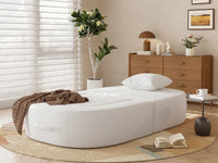 Essential 1-Seater White Small Space Single Sofa | Teddy Velvet Fabric, Includes Ottoman, Convertible Sleeper Design