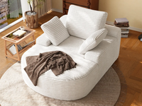 Essential 1-Seater White Small Space Single Sofa | 1-Piece, Corduroy Fabric, Chaise-Style Comfort, Compact Design