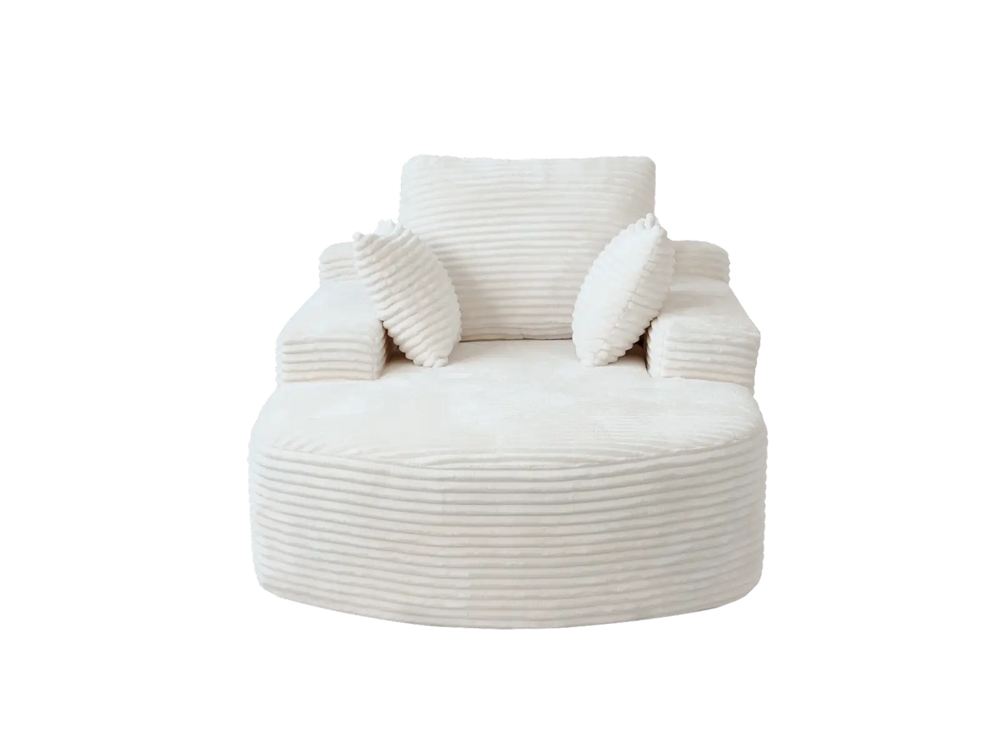 Essential 1-Seater White Small Space Single Sofa | 1-Piece, Corduroy Fabric, Chaise-Style Comfort, Compact Design