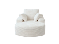 Essential 1-Seater White Small Space Single Sofa | 1-Piece, Corduroy Fabric, Chaise-Style Comfort, Compact Design