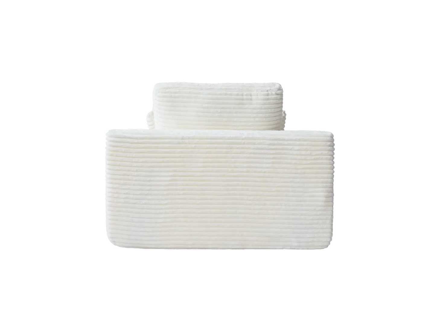 Essential 1-Seater White Small Space Single Sofa | 1-Piece, Corduroy Fabric, Chaise-Style Comfort, Compact Design