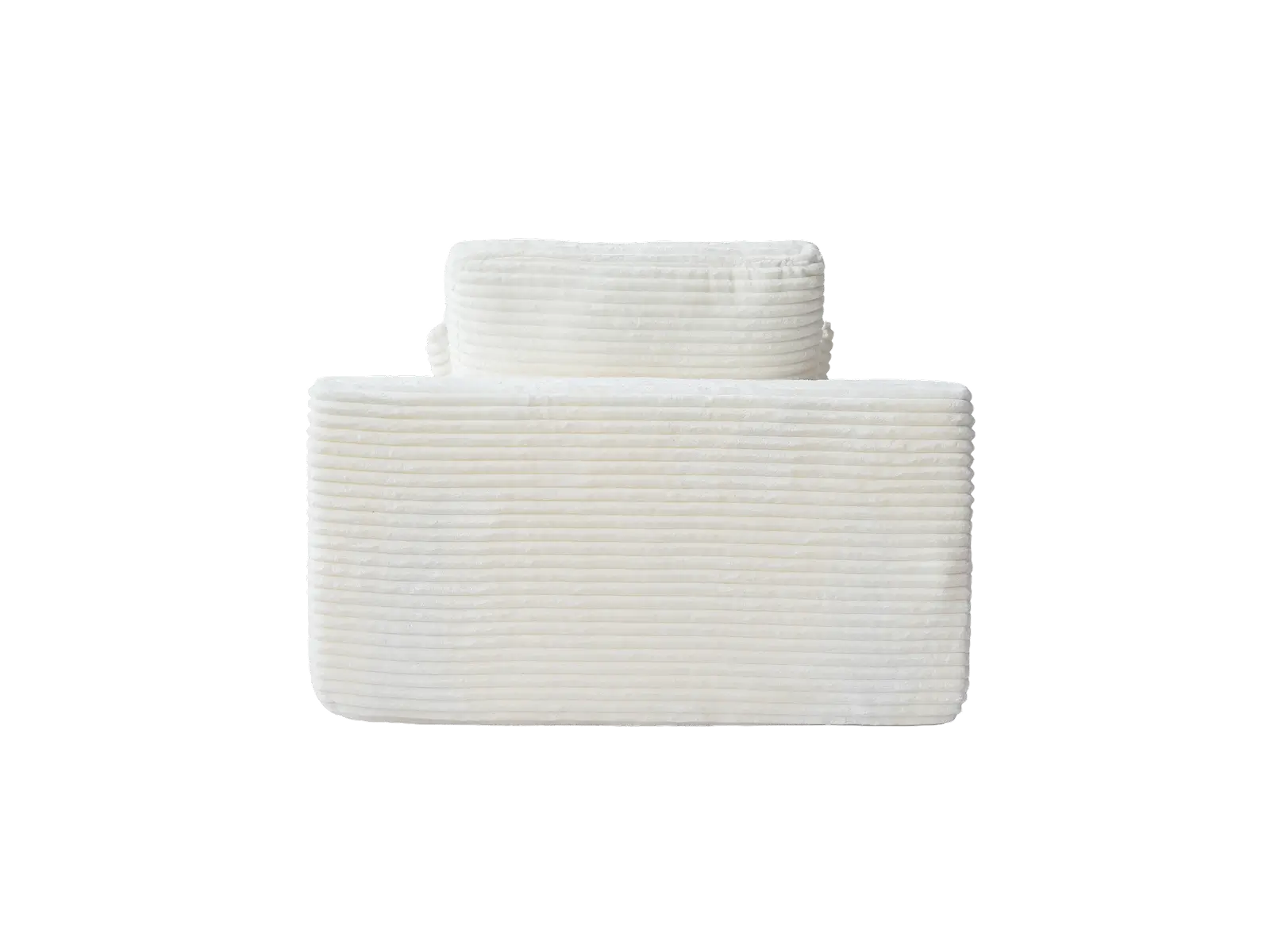 Essential 1-Seater White Small Space Single Sofa | 1-Piece, Corduroy Fabric, Chaise-Style Comfort, Compact Design