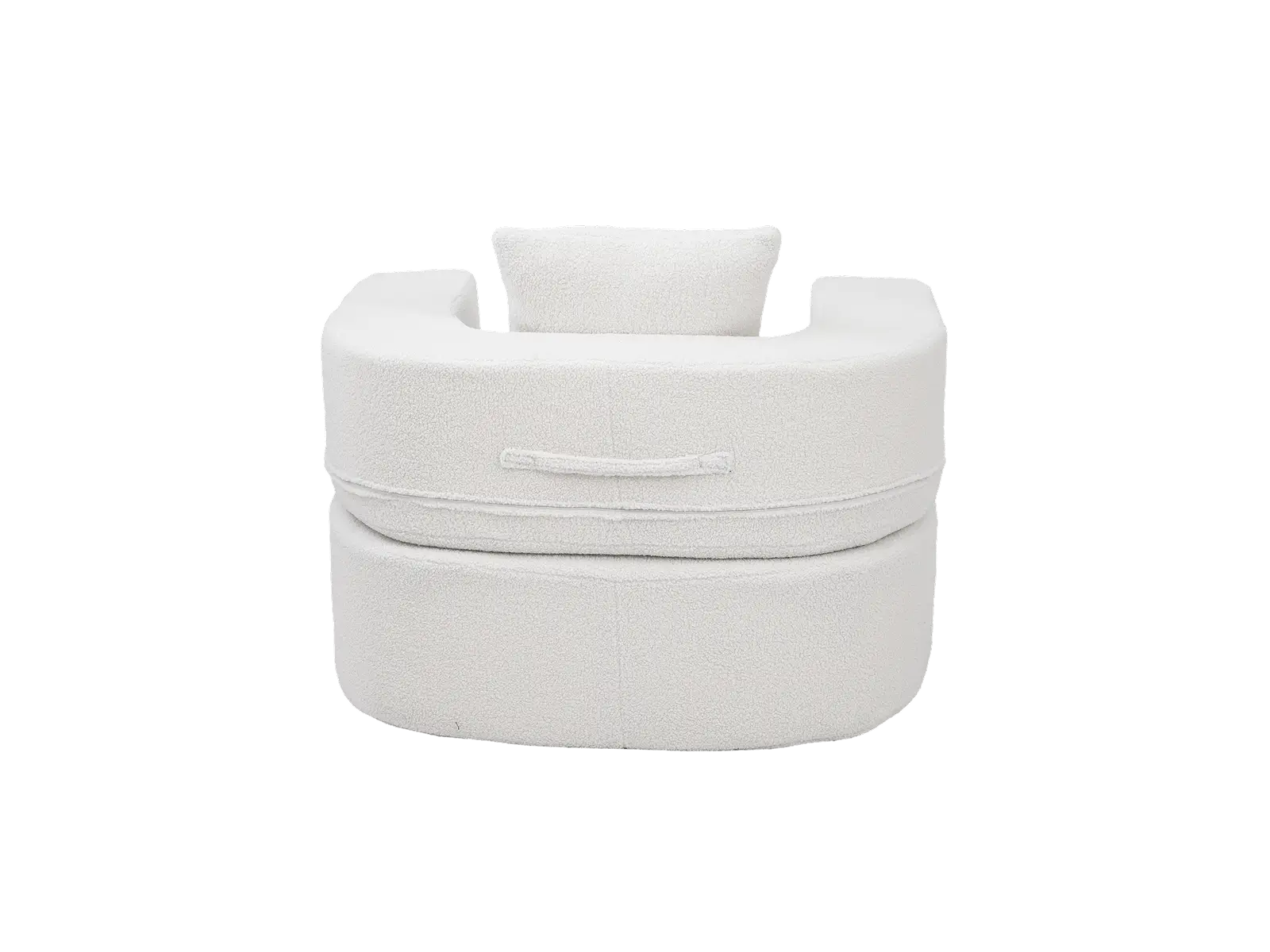 Essential 1-Seater White Small Space Single Sofa | Teddy Velvet Fabric, Includes Ottoman, Convertible Sleeper Design