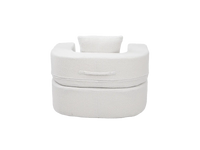 Essential 1-Seater White Small Space Single Sofa | Teddy Velvet Fabric, Includes Ottoman, Convertible Sleeper Design