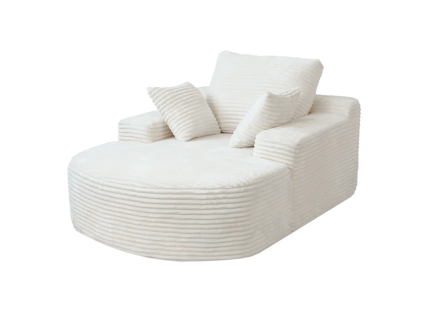 Essential 1-Seater White Small Space Single Sofa | 1-Piece, Corduroy Fabric, Chaise-Style Comfort, Compact Design