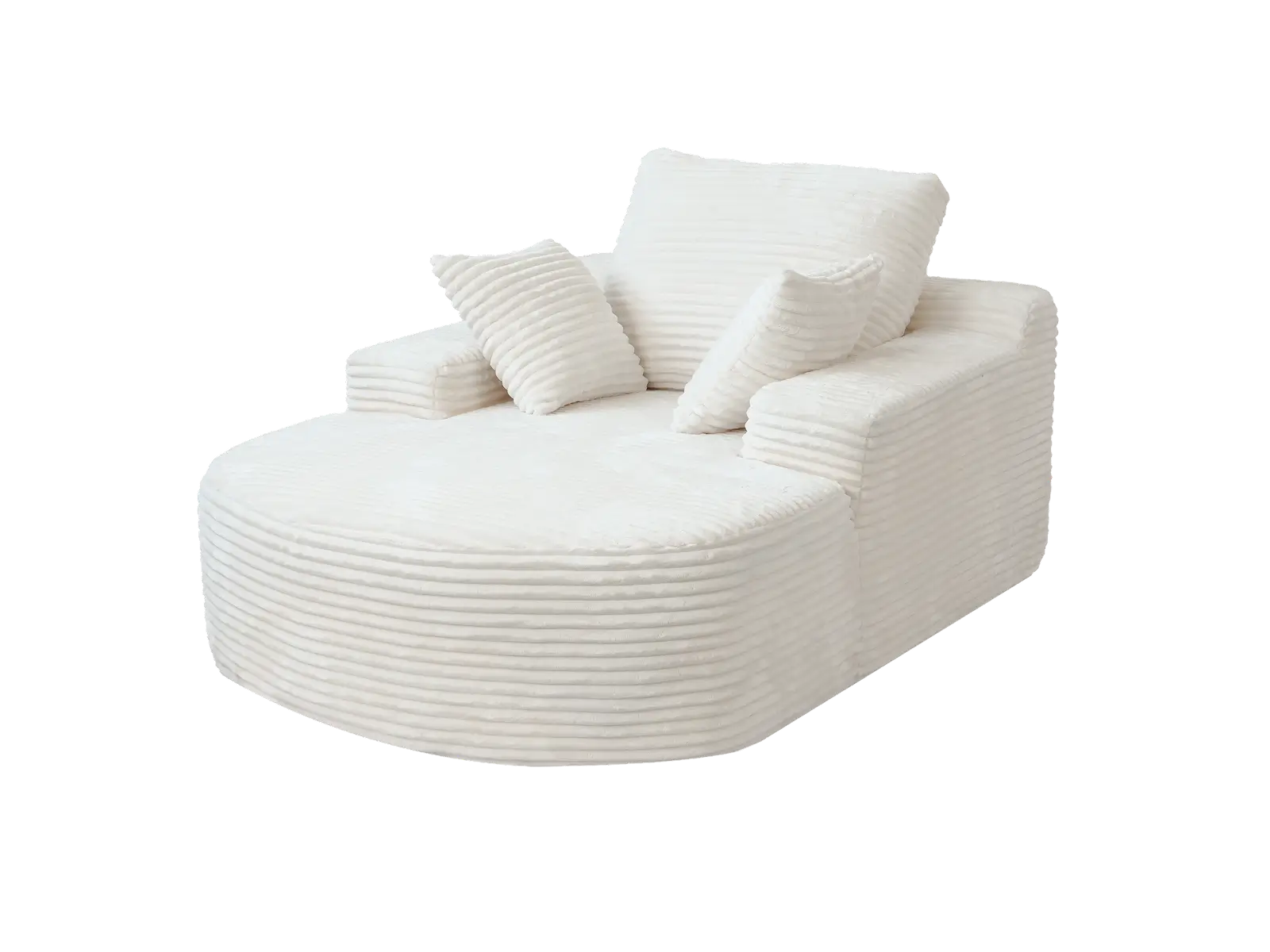 Essential 1-Seater White Small Space Single Sofa | 1-Piece, Corduroy Fabric, Chaise-Style Comfort, Compact Design