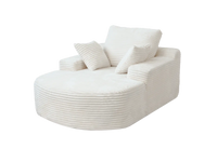 Essential 1-Seater White Small Space Single Sofa | 1-Piece, Corduroy Fabric, Chaise-Style Comfort, Compact Design