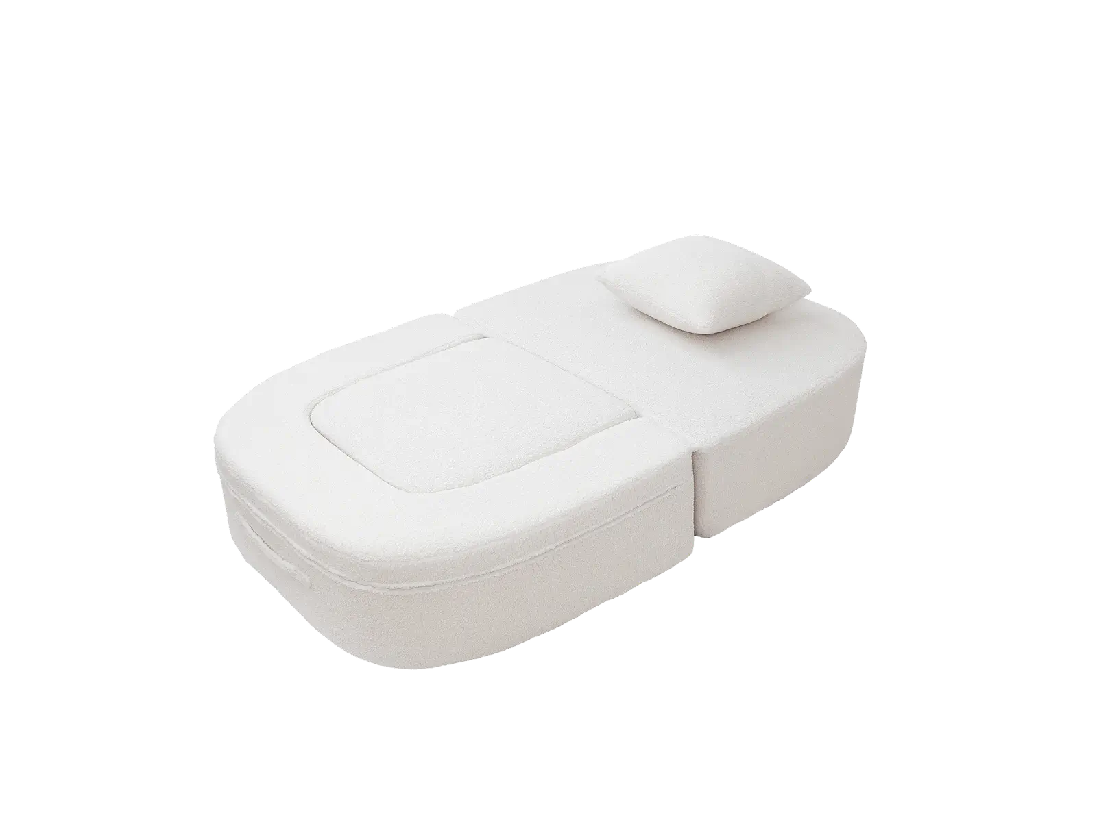 Essential 1-Seater White Small Space Single Sofa | Teddy Velvet Fabric, Includes Ottoman, Convertible Sleeper Design