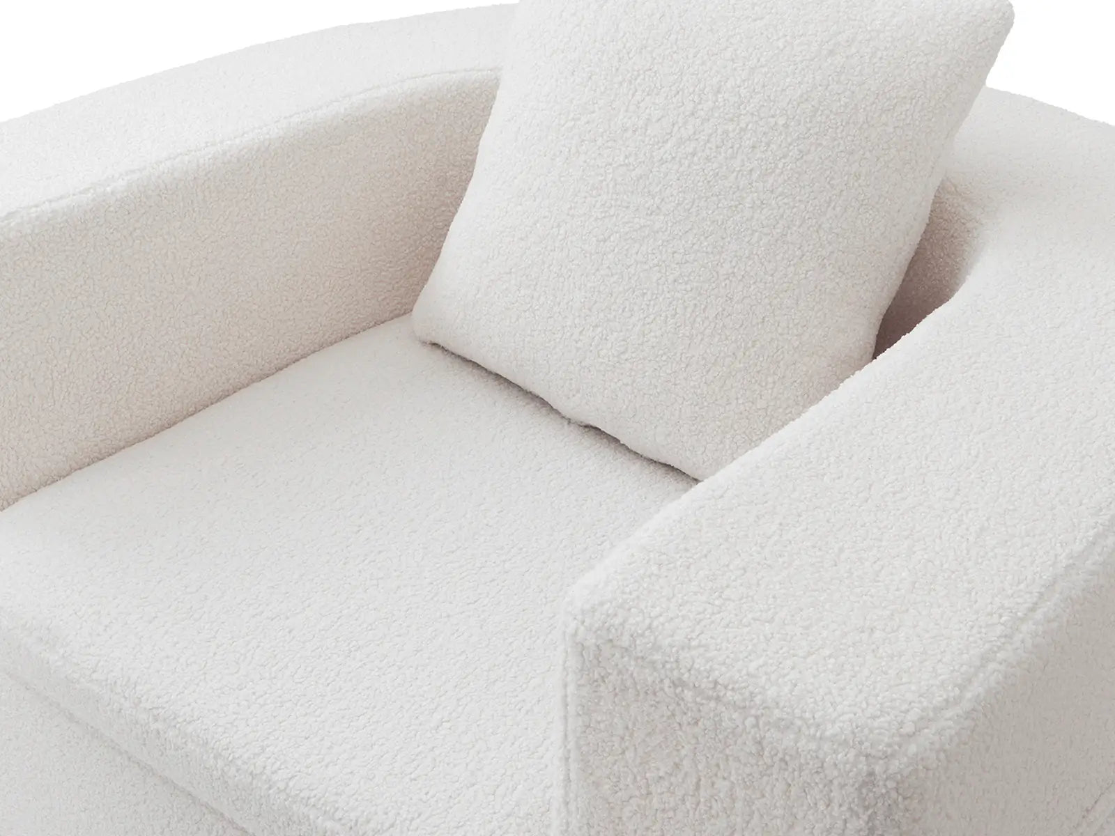 Essential 1-Seater White Small Space Single Sofa | Teddy Velvet Fabric, Includes Ottoman, Convertible Sleeper Design