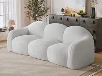 Essential 3-Seater Beige Small Space Couch Sectional | 1-Piece, Teddy Velvet Fabric, Apartment Friendly