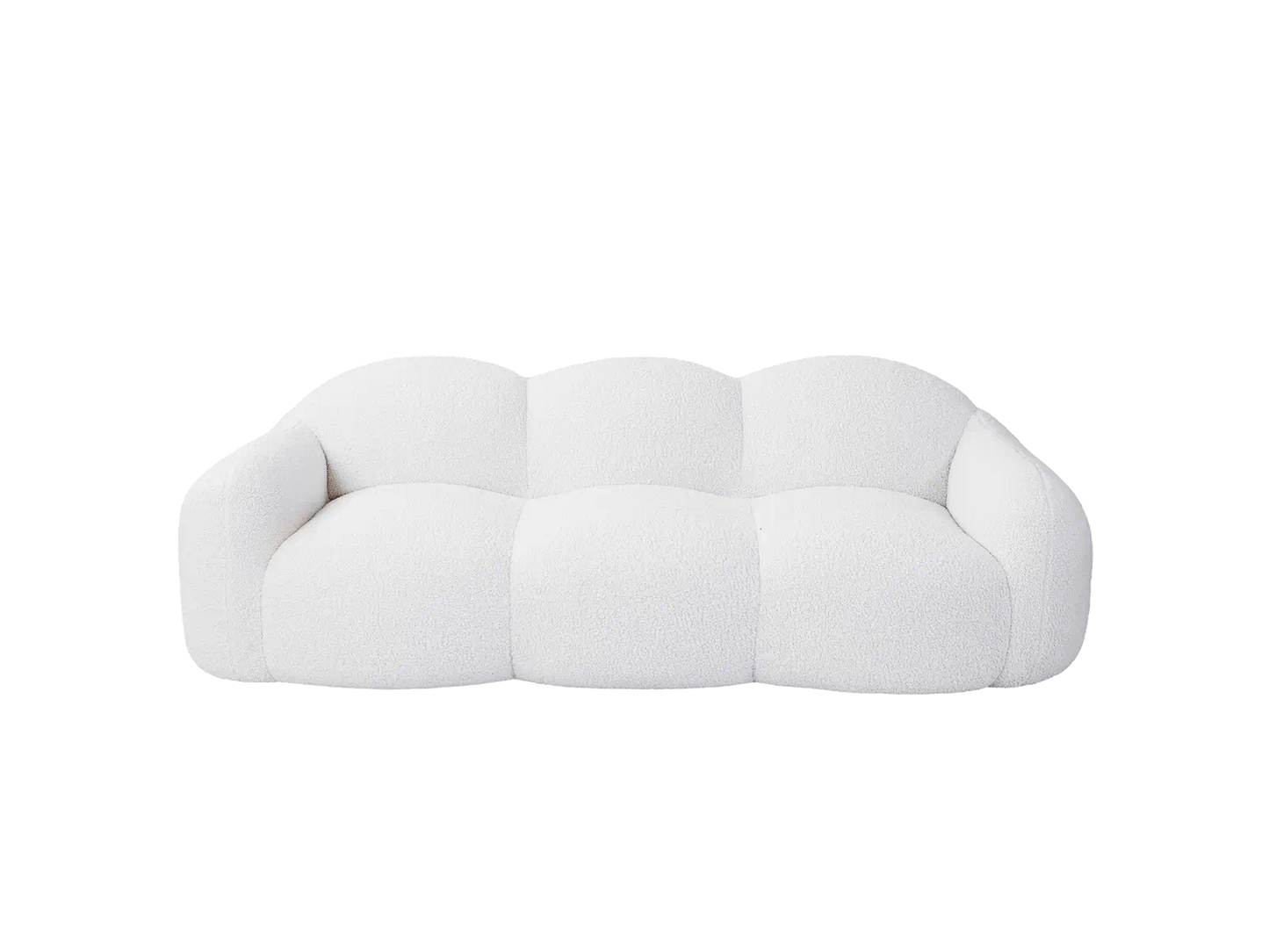 Essential 3-Seater Beige Small Space Couch Sectional | 1-Piece, Teddy Velvet Fabric, Apartment Friendly