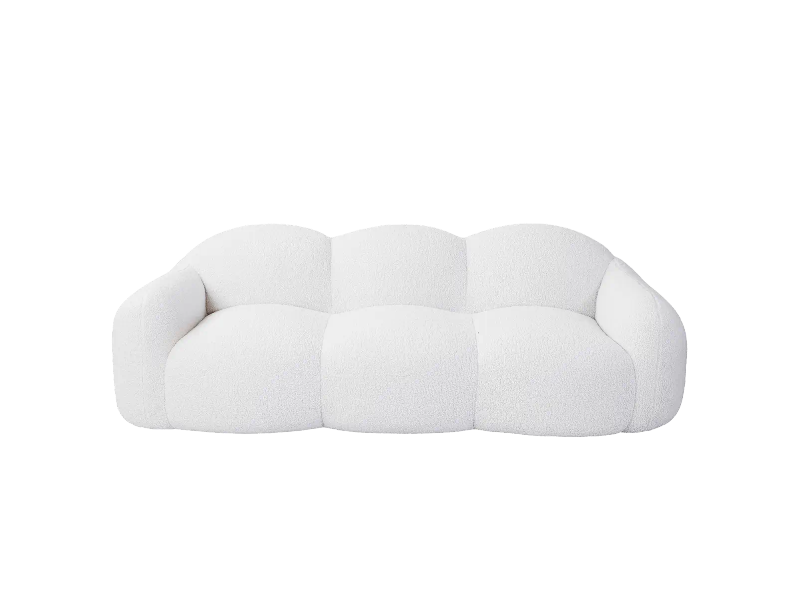 Essential 3-Seater Beige Small Space Couch Sectional | 1-Piece, Teddy Velvet Fabric, Apartment Friendly