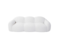 Essential 3-Seater Beige Small Space Couch Sectional | 1-Piece, Teddy Velvet Fabric, Apartment Friendly