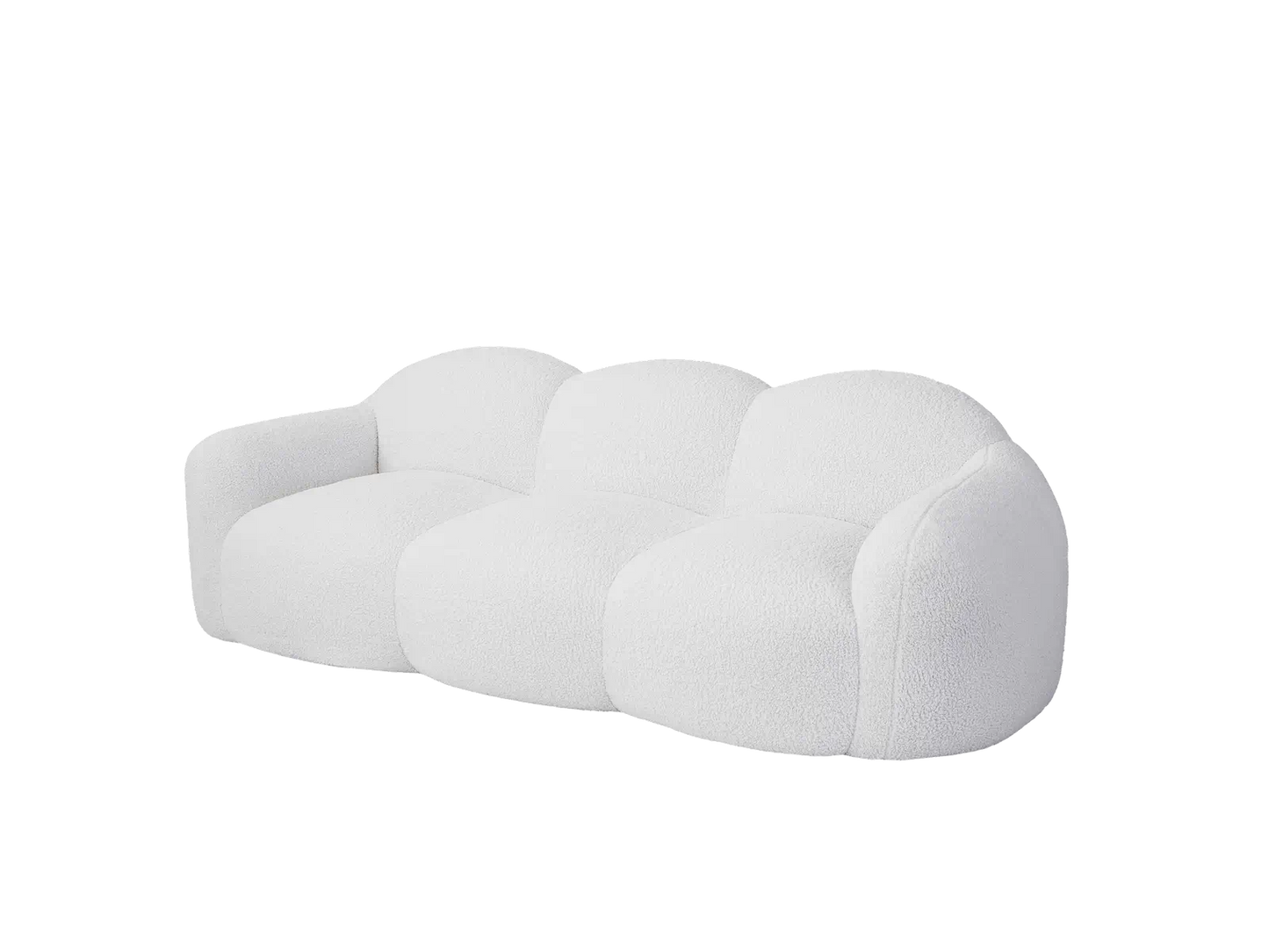 Essential 3-Seater Beige Small Space Couch Sectional | 1-Piece, Teddy Velvet Fabric, Apartment Friendly
