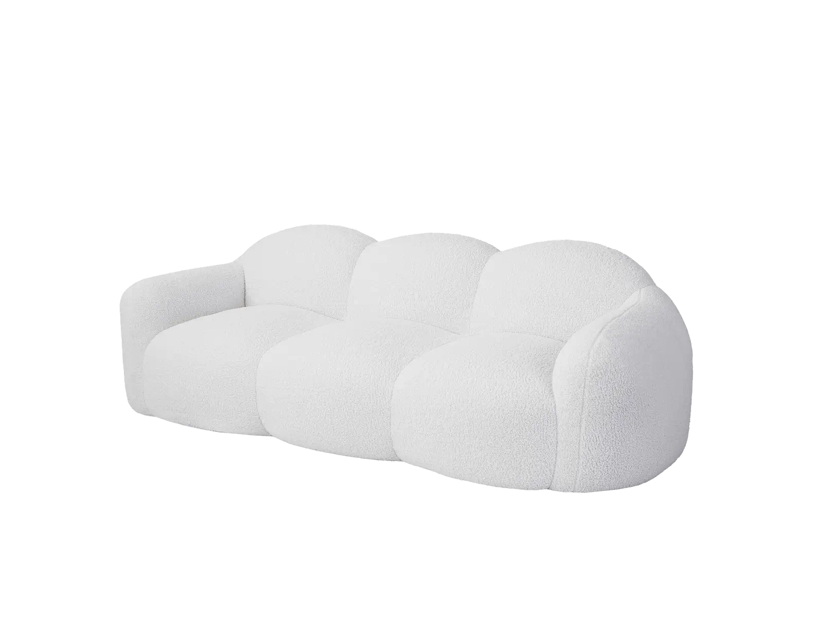 Essential 3-Seater Beige Small Space Couch Sectional | 1-Piece, Teddy Velvet Fabric, Apartment Friendly