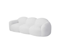 Essential 3-Seater Beige Small Space Couch Sectional | 1-Piece, Teddy Velvet Fabric, Apartment Friendly