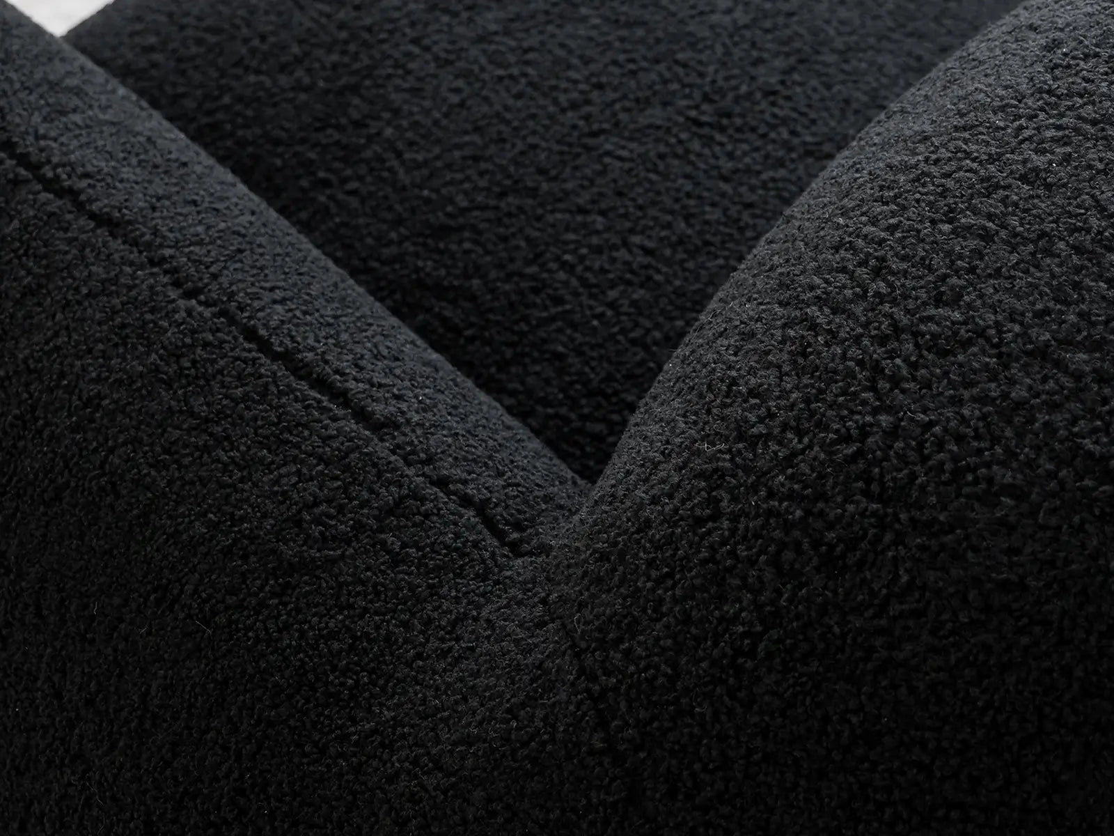 Essential 3-Seater Black Small Space Couch Sectional | 1-Piece, Teddy Velvet Fabric, Apartment Friendly