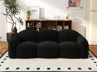 Essential 3-Seater Black Small Space Couch Sectional | 1-Piece, Teddy Velvet Fabric, Apartment Friendly