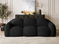 Essential 3-Seater Black Small Space Couch Sectional | 1-Piece, Teddy Velvet Fabric, Apartment Friendly