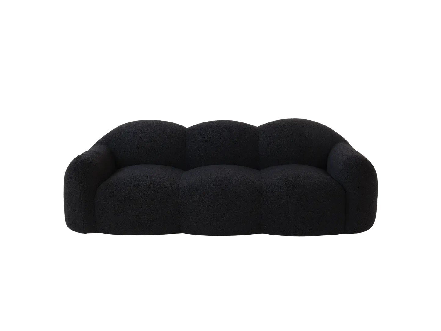 Essential 3-Seater Black Small Space Couch Sectional | 1-Piece, Teddy Velvet Fabric, Apartment Friendly