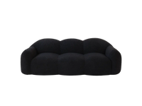 Essential 3-Seater Black Small Space Couch Sectional | 1-Piece, Teddy Velvet Fabric, Apartment Friendly