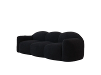 Essential 3-Seater Black Small Space Couch Sectional | 1-Piece, Teddy Velvet Fabric, Apartment Friendly