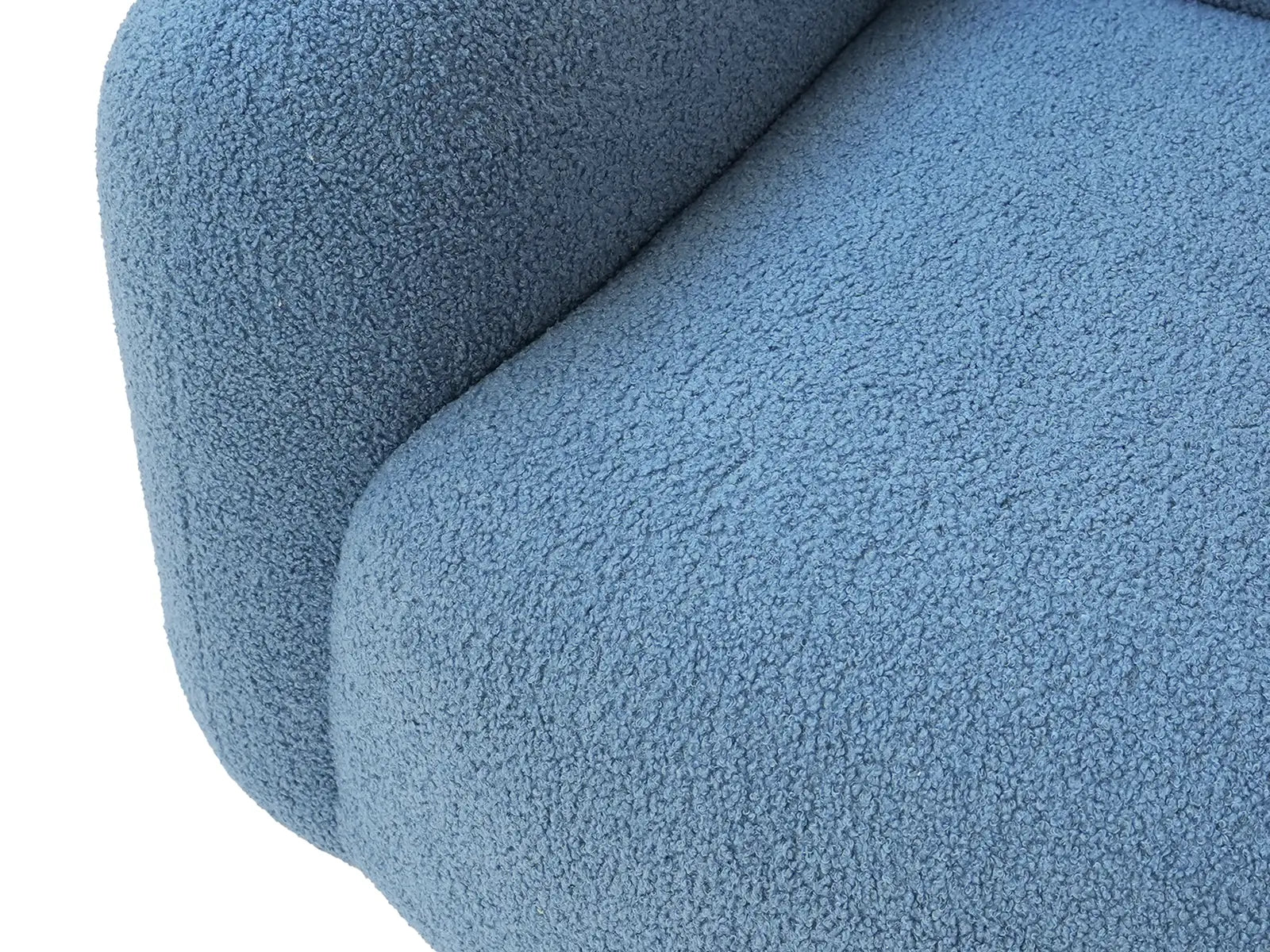 Essential 3-Seater Blue Small Space Couch Sectional | 1-Piece, Teddy Velvet Fabric, Apartment Friendly