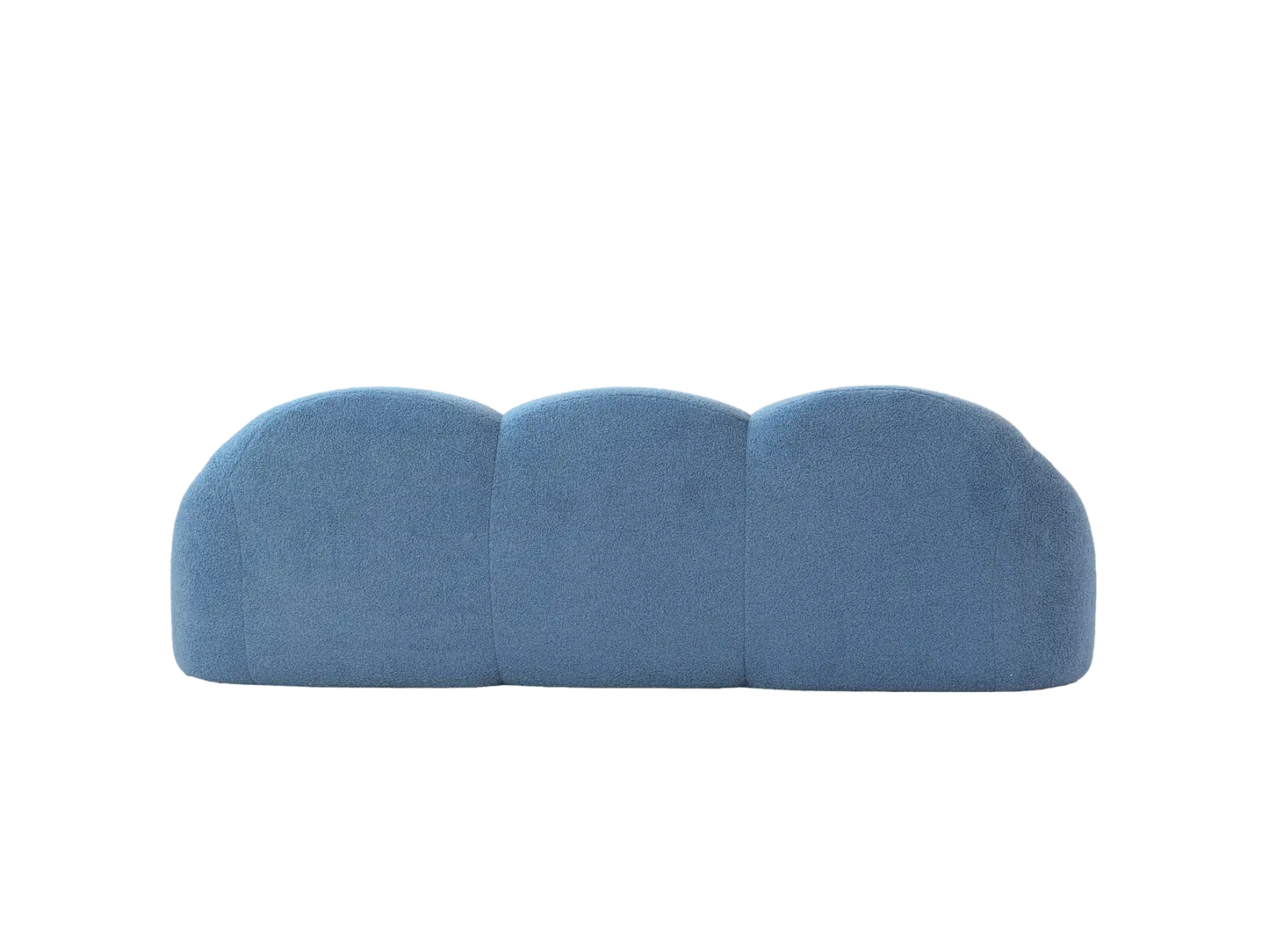 Essential 3-Seater Blue Small Space Couch Sectional | 1-Piece, Teddy Velvet Fabric, Apartment Friendly