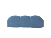 Essential 3-Seater Blue Small Space Couch Sectional | 1-Piece, Teddy Velvet Fabric, Apartment Friendly