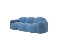 Essential 3-Seater Blue Small Space Couch Sectional | 1-Piece, Teddy Velvet Fabric, Apartment Friendly