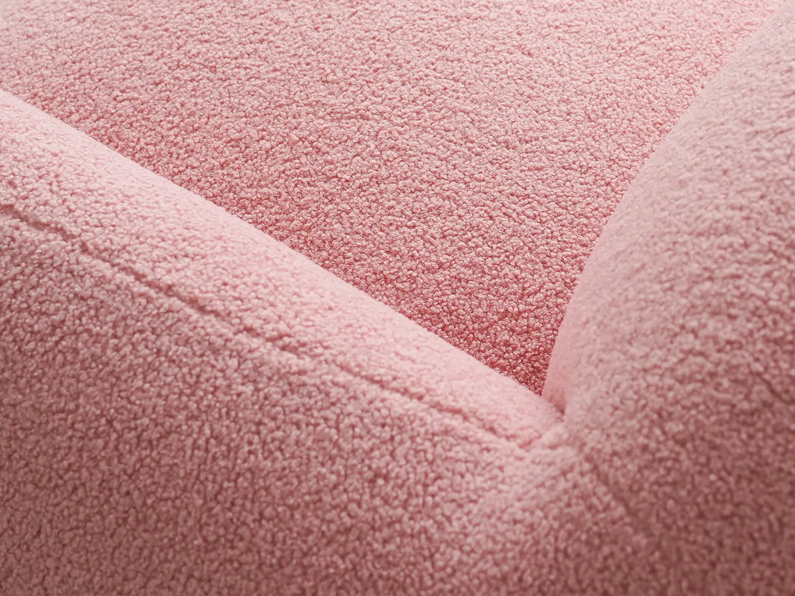 Essential 3-Seater Pink Small Space Couch Sectional | 1-Piece, Teddy Velvet Fabric, Apartment Friendly