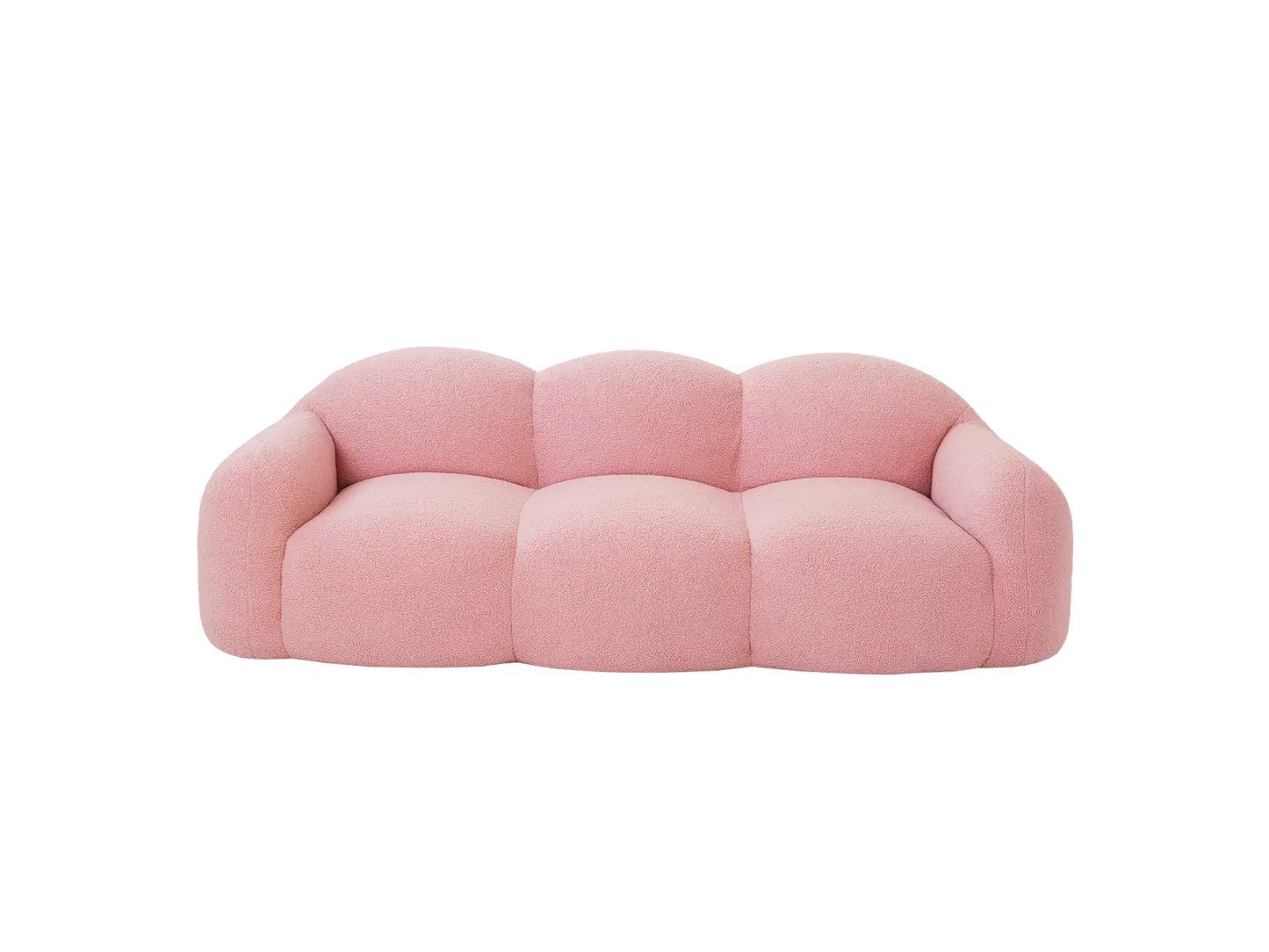 Essential 3-Seater Pink Small Space Couch Sectional | 1-Piece, Teddy Velvet Fabric, Apartment Friendly