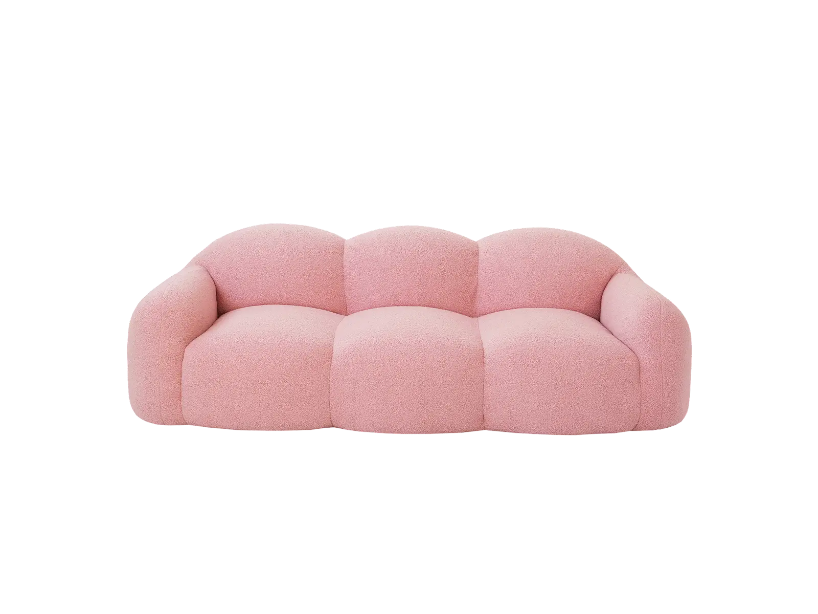 Essential 3-Seater Pink Small Space Couch Sectional | 1-Piece, Teddy Velvet Fabric, Apartment Friendly