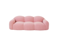 Essential 3-Seater Pink Small Space Couch Sectional | 1-Piece, Teddy Velvet Fabric, Apartment Friendly