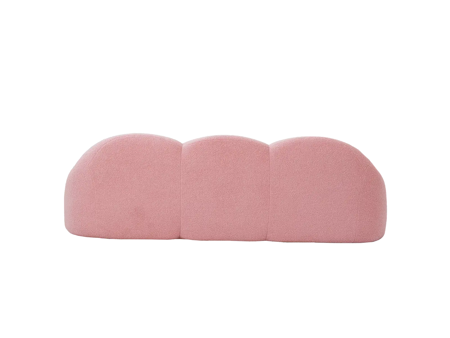 Essential 3-Seater Pink Small Space Couch Sectional | 1-Piece, Teddy Velvet Fabric, Apartment Friendly