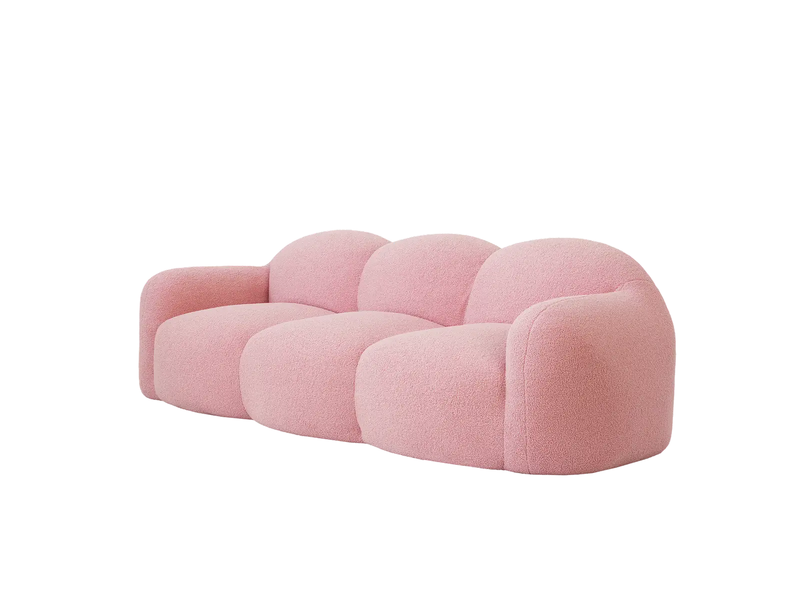 Essential 3-Seater Pink Small Space Couch Sectional | 1-Piece, Teddy Velvet Fabric, Apartment Friendly