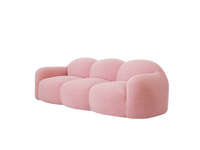 Essential 3-Seater Pink Small Space Couch Sectional | 1-Piece, Teddy Velvet Fabric, Apartment Friendly
