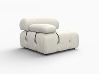 Éther Beige 1-Seater Single Sofa | 1-Piece, Velvet Fabric, Fixed Upholstery